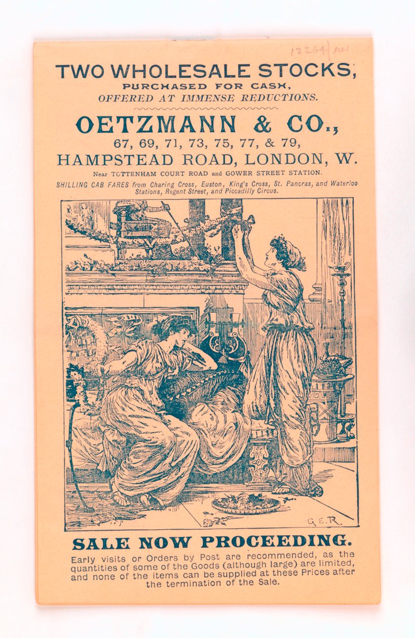 Copertina di un catalogo Oetzmann & Co., c.1885-90 da English School