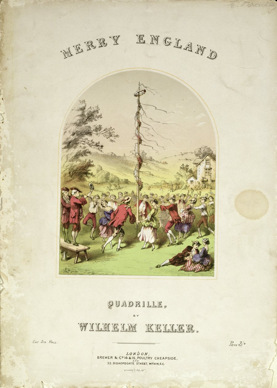 Copertina della partitura musicale per Merry England, una quadriglia di Wilhelm Keller da English School