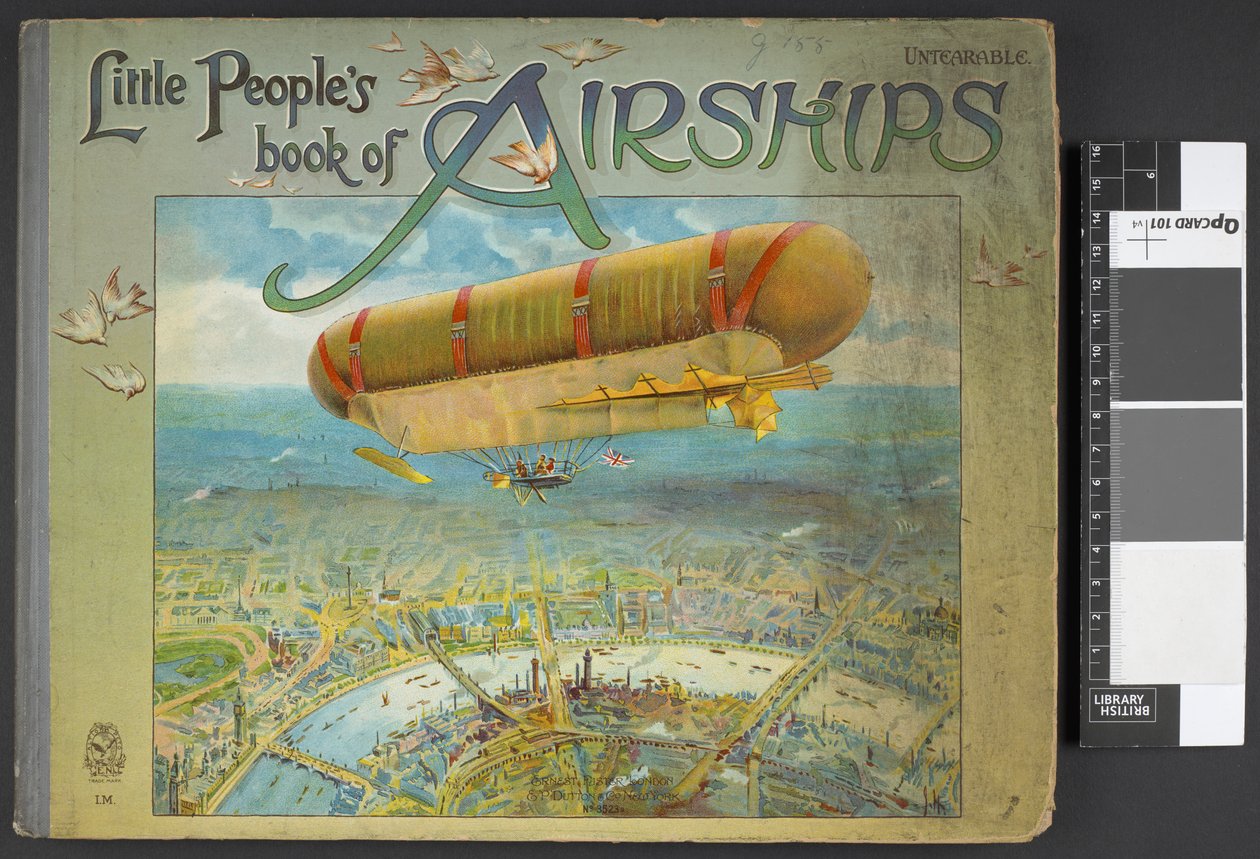 Copertina che mostra un dirigibile. Little people
