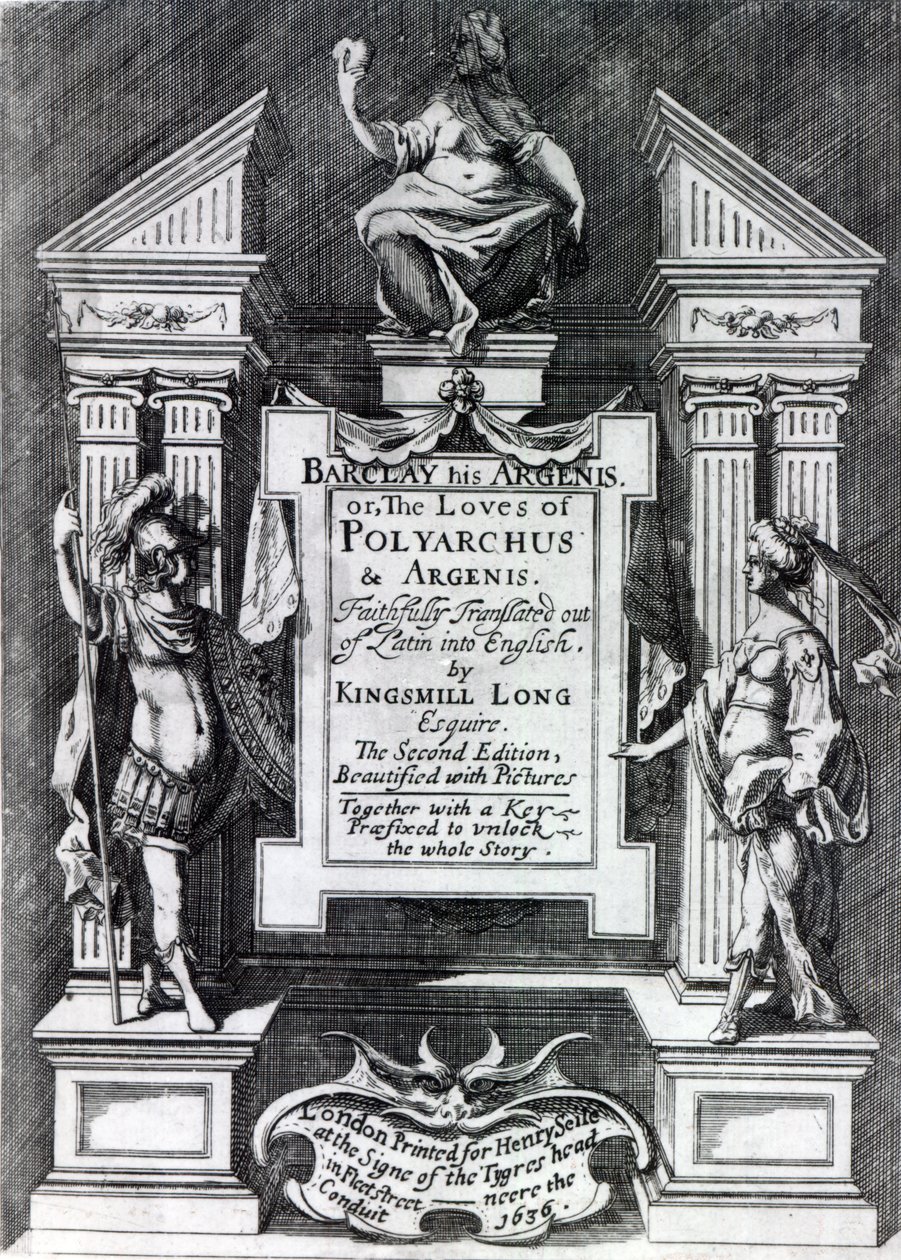 Frontespizio per Argenis di John Barclay, seconda edizione inglese, 1636 da English School