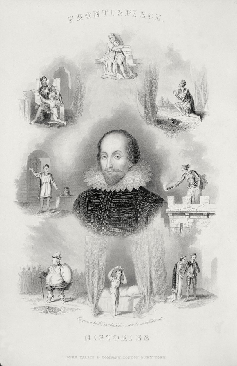 Frontespizio per le Storie, da Le opere complete di Shakespeare, riviste da J. O. Halliwell, inciso da G. Greatbach da English School