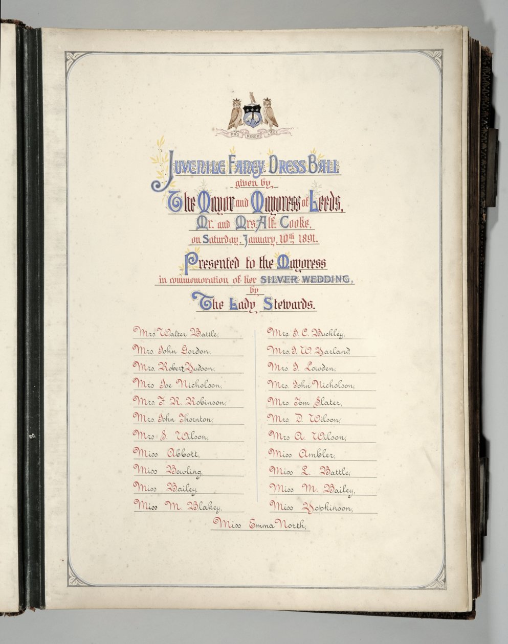 Frontespizio da un album souvenir del Juvenile Fancy Dress Ball, Leeds da English School