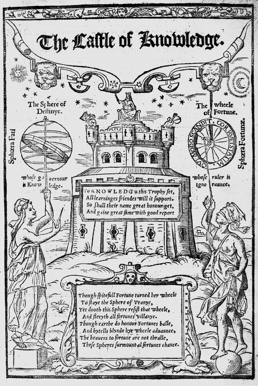 Frontespizio di The Castle of Knowledge di Robert Recorde, 1556 da English School