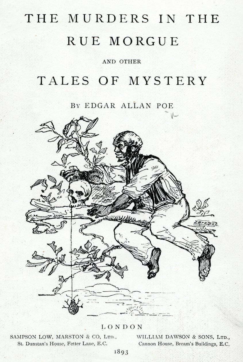 Frontespizio di I delitti della Rue Morgue e altri racconti del mistero di Edgar Allan Poe, pubblicato nel 1893 da English School