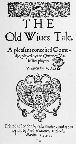 Frontespizio di The Old Wives Tales di George Peele (1556-96) 1595 da English School
