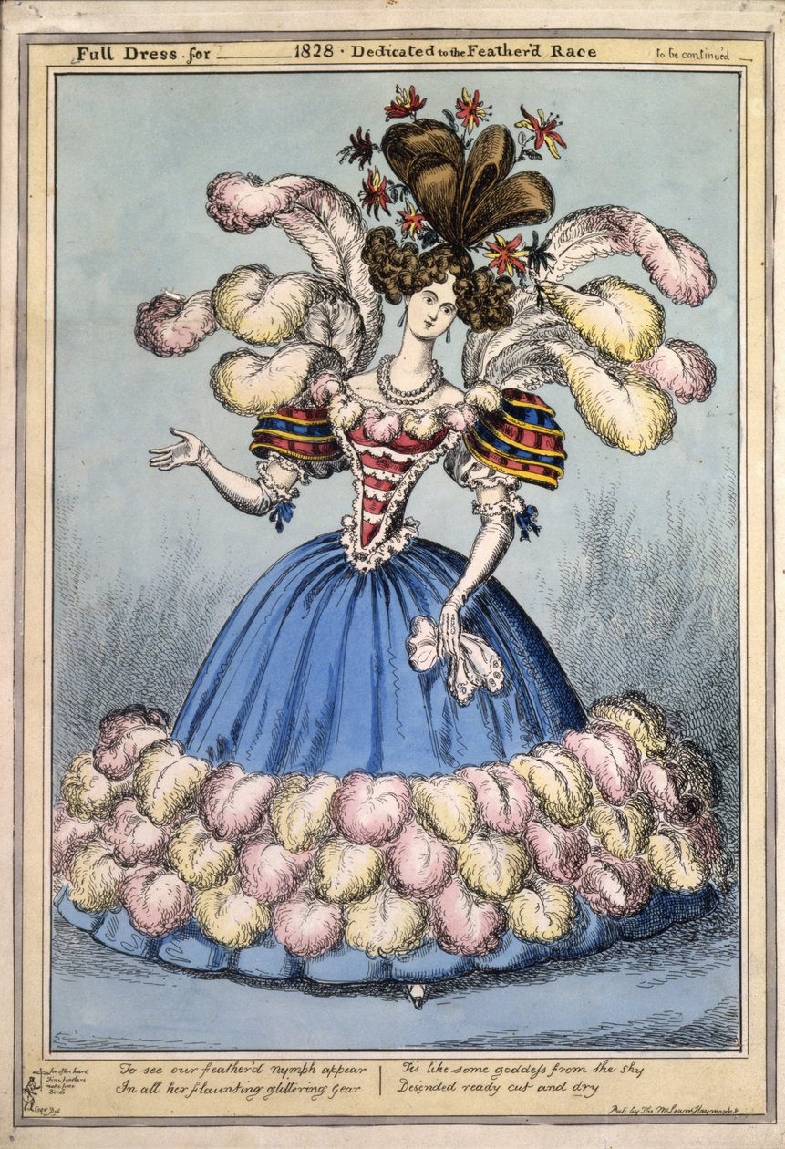 Abito completo per ?1828. Dedicato alla razza piumata, pub. Londra, 1828 da English School
