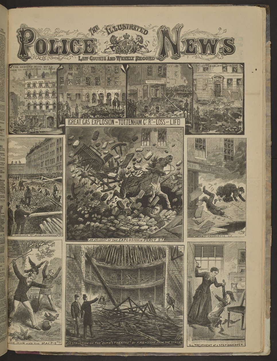 GRANDE ESPLOSIONE DI GAS A TOTTENHAM CT. PERDITA DI VITA", Notizie Illustrate della Polizia da English School