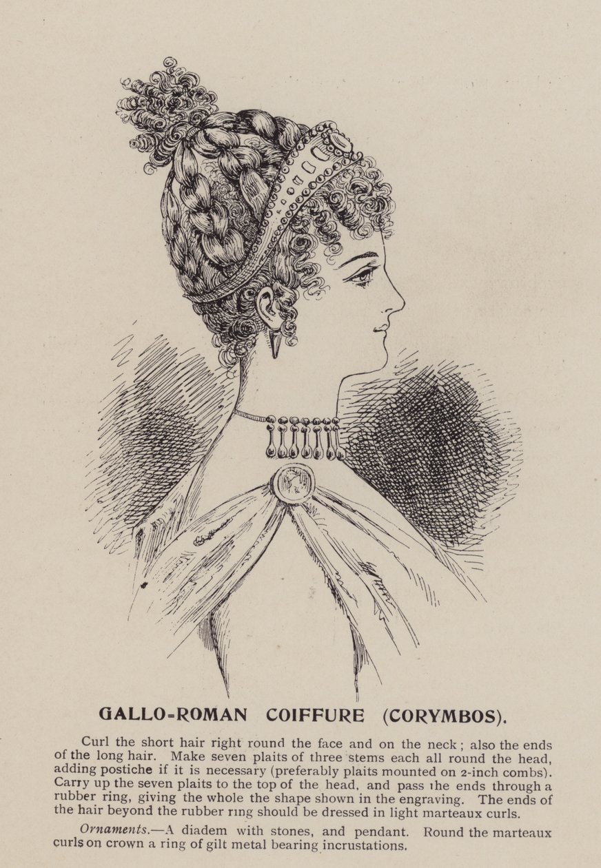 Coiffure gallo-romana, Corymbos (incisione) da English School