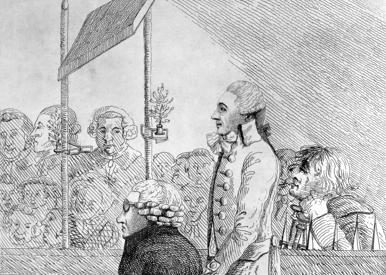 George Barrington disegnato dal vivo durante il suo processo all