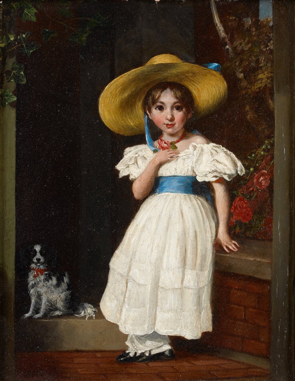 Ragazza con cappello di paglia, c.1840 da English School