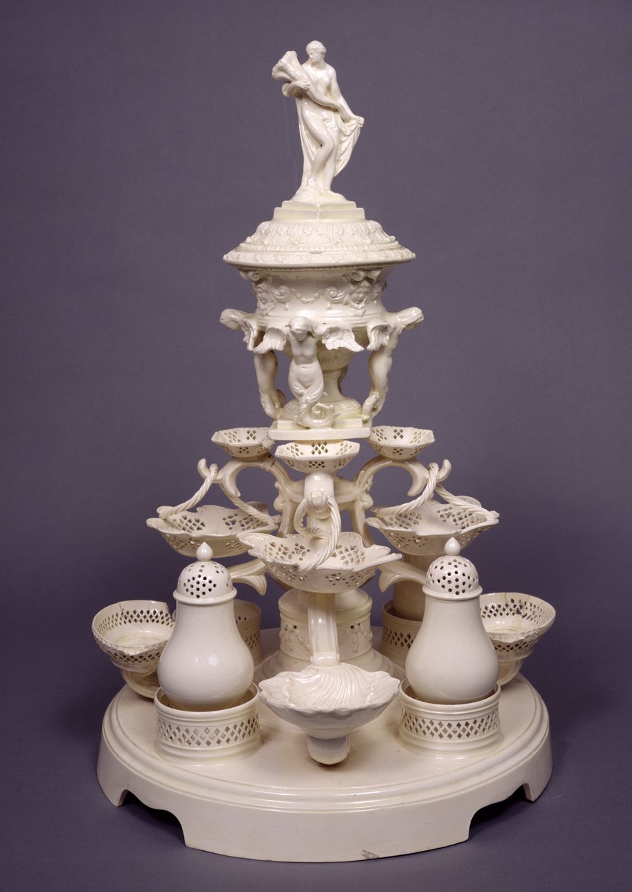 Grand Plat de Menage o centrotavola, Leeds Pottery, c.1780 (crema) da English School