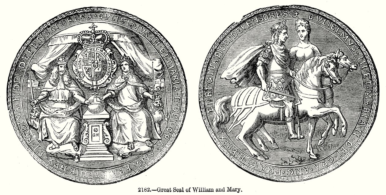 Grande sigillo di William e Mary (incisione) da English School