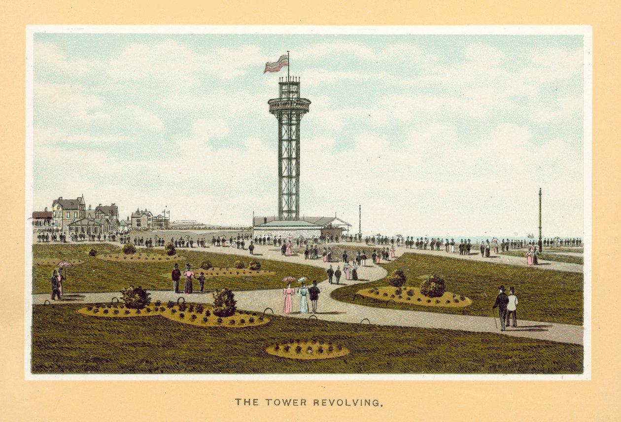 Great Yarmouth: La torre girevole (litografia a colori) da English School
