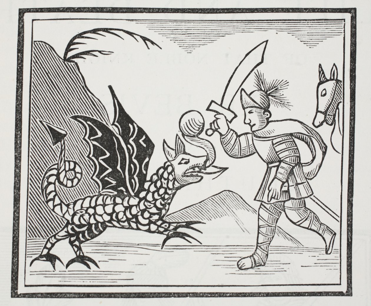 Guy e il drago della Northumbria, illustrazione da Chap-books del XVIII secolo di John Ashton, pub. 1882 da English School