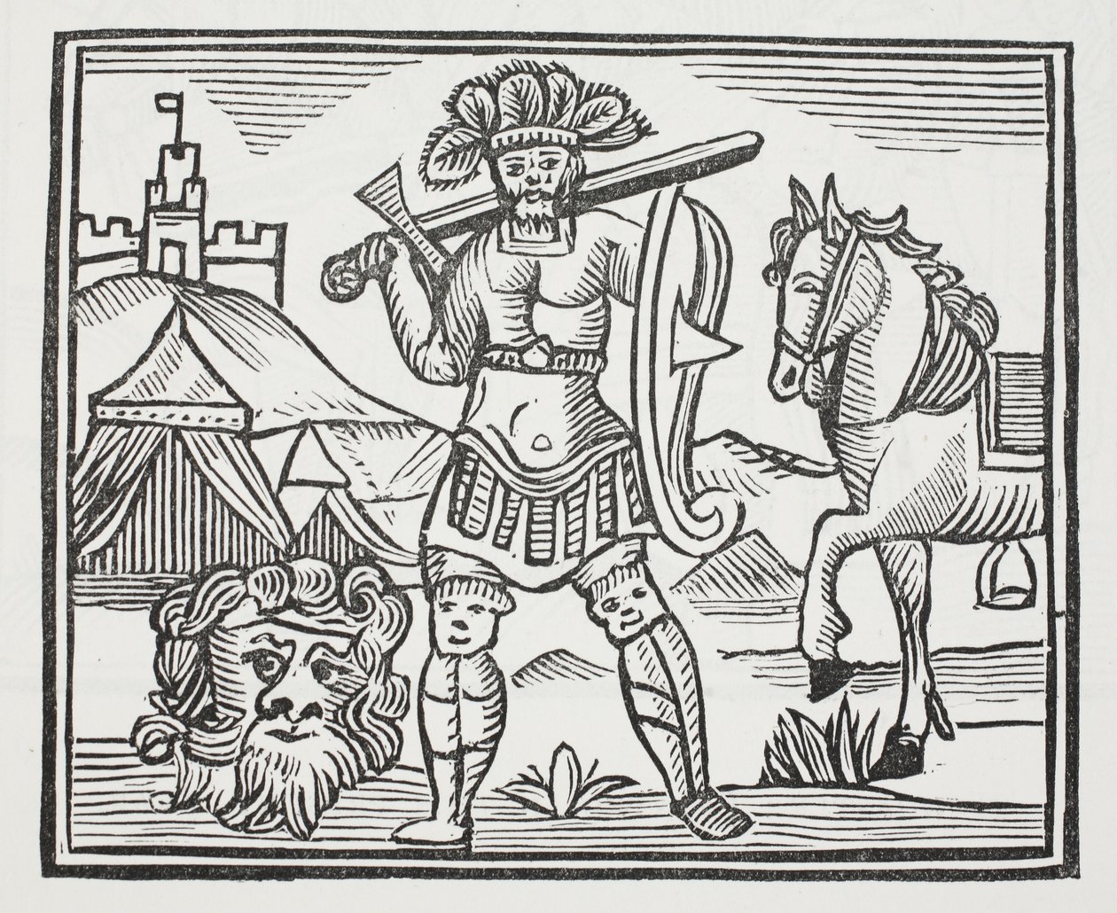 Guy dopo aver ucciso Armarant, illustrazione da Chap-books del XVIII secolo di John Ashton, pub. 1882 da English School