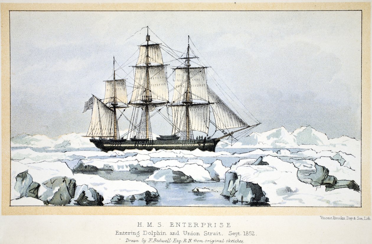 HMS Enterprise che entra nello Stretto di Dolphin e Union, settembre 1852 da English School
