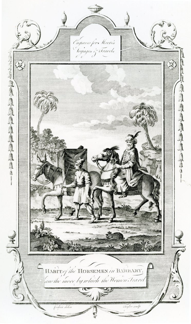 Abito dei cavalieri in Barberia, illustrazione tratta da Moores Voyages and Travels da English School