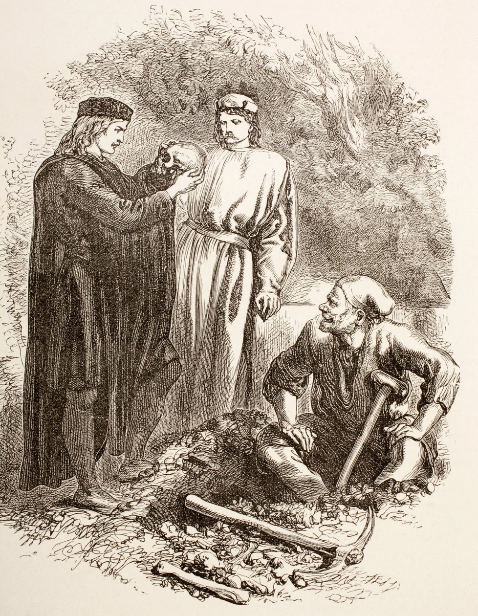 Amleto tiene il teschio di Yorick, illustrazione dell
