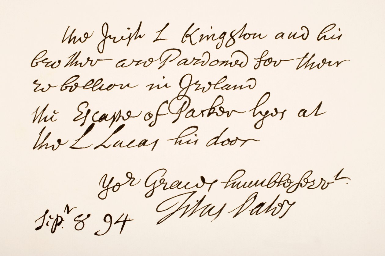 Scrittura e firma di Titus Oates, 1694 da English School