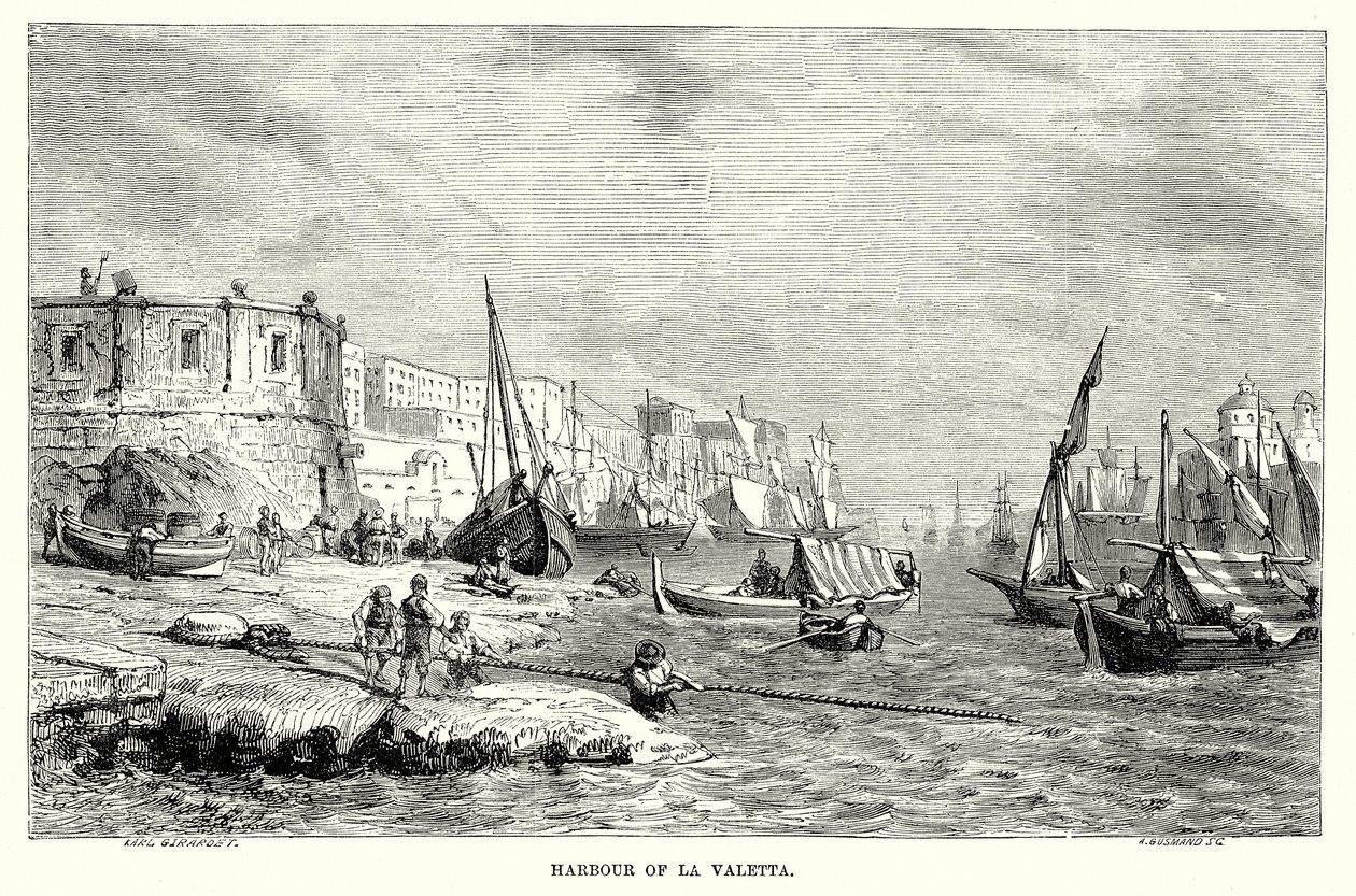 Porto della Valletta (incisione) da English School