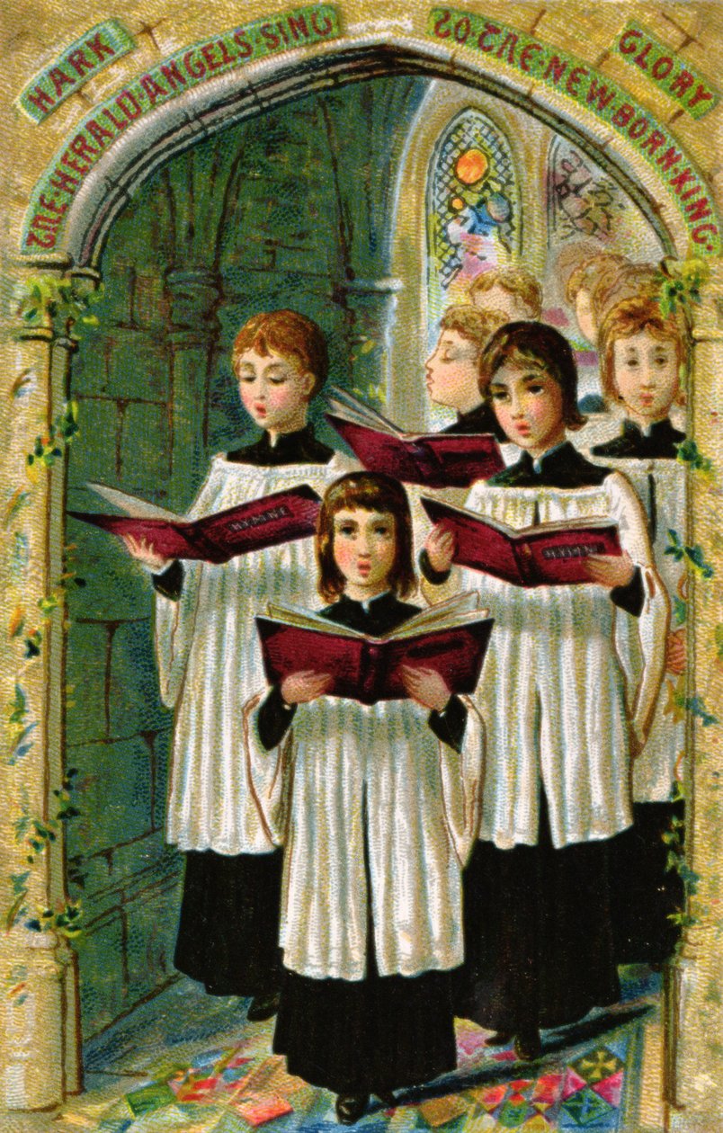 "Hark the Herald Angels Sing", cartolina vittoriana da English School