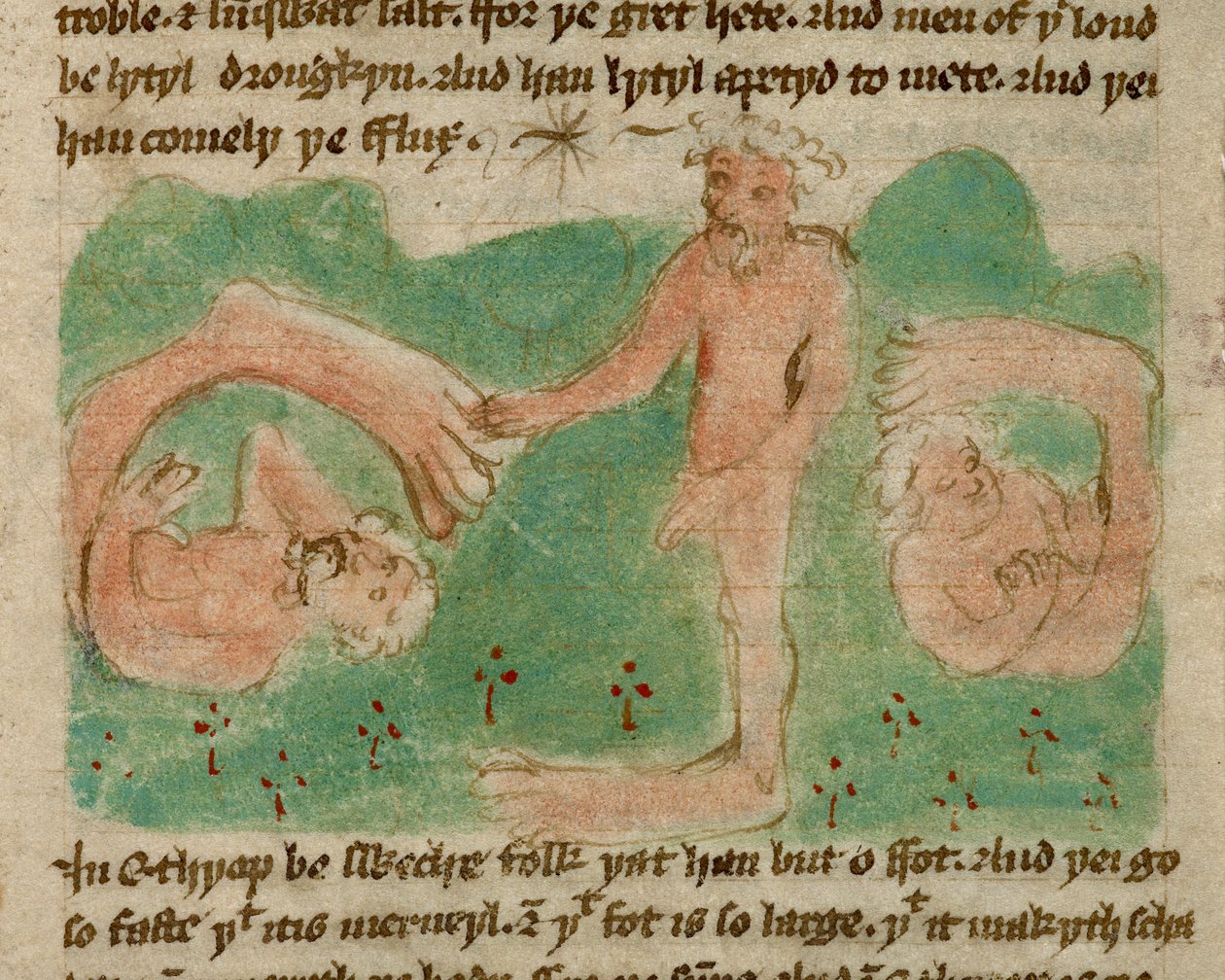 Un disegno colorato che raffigura persone mitiche dell
