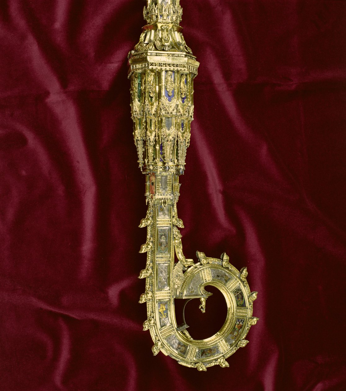 Testa e ricciolo del pastorale di William of Wykeham (c.1320-1404): lato di Paolo (argento dorato) (dettaglio) da English School