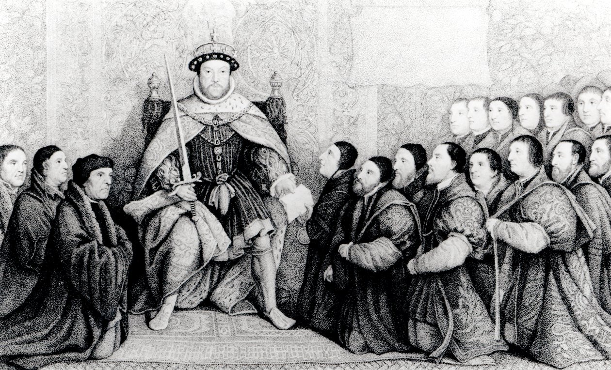 Enrico VIII conferisce la carta ai chirurghi barbieri da English School