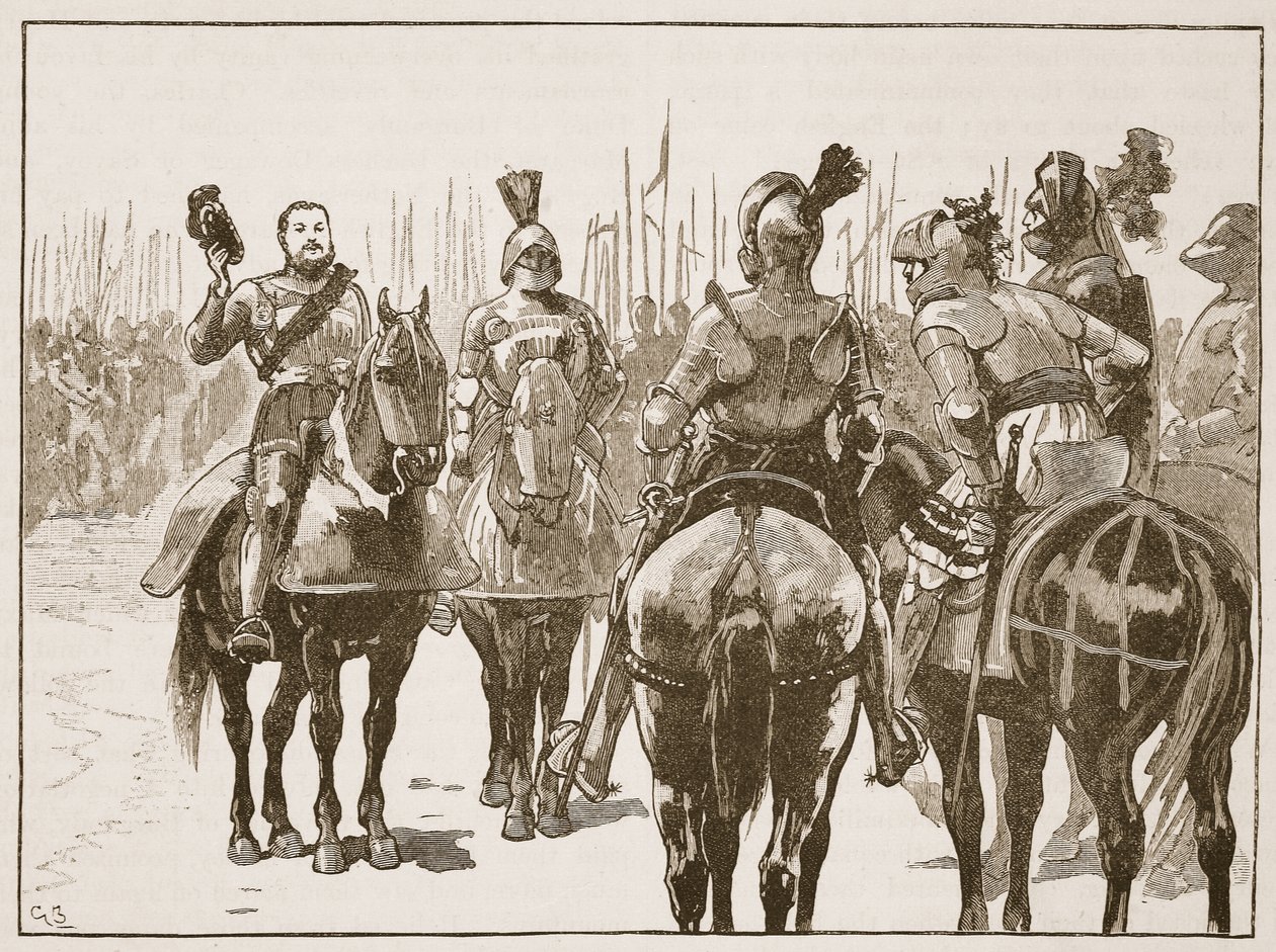 Enrico e gli ufficiali francesi catturati, illustrazione da Cassells Illustrated History of England da English School