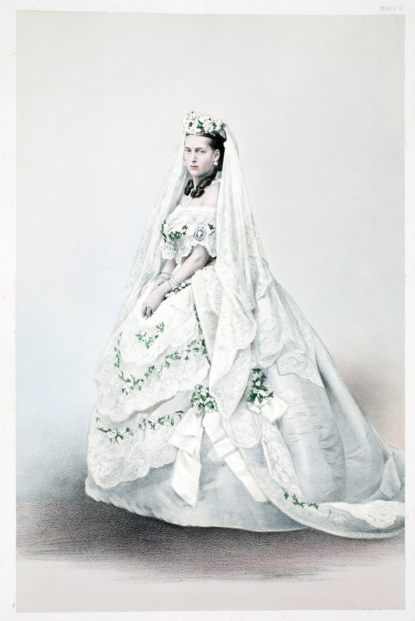 Sua Altezza Reale Principessa Alexandra Caroline di Danimarca, da A Memorial of the Marriage of Edward VII and Alexandra of Denmark, pub. 1864 da English School