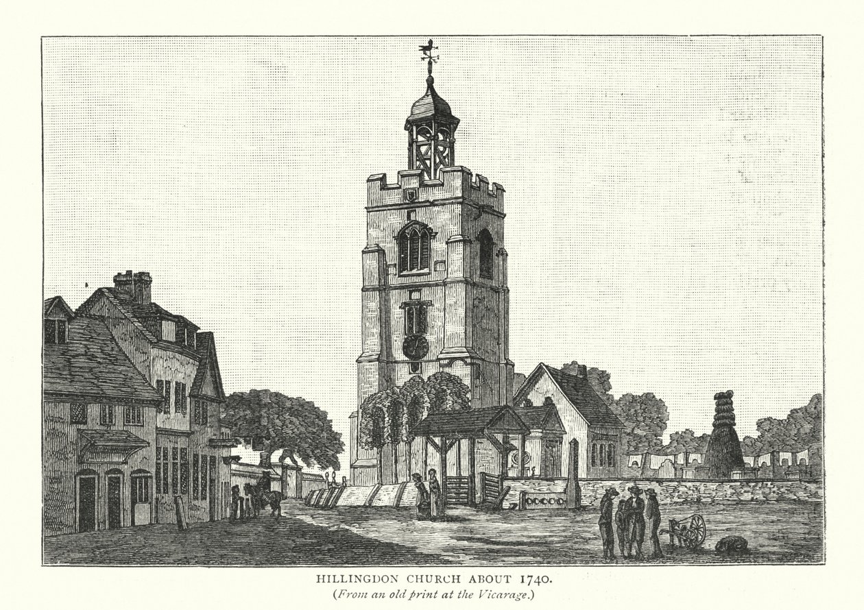 Chiesa di Hillingdon, 1740 circa (incisione) da English School