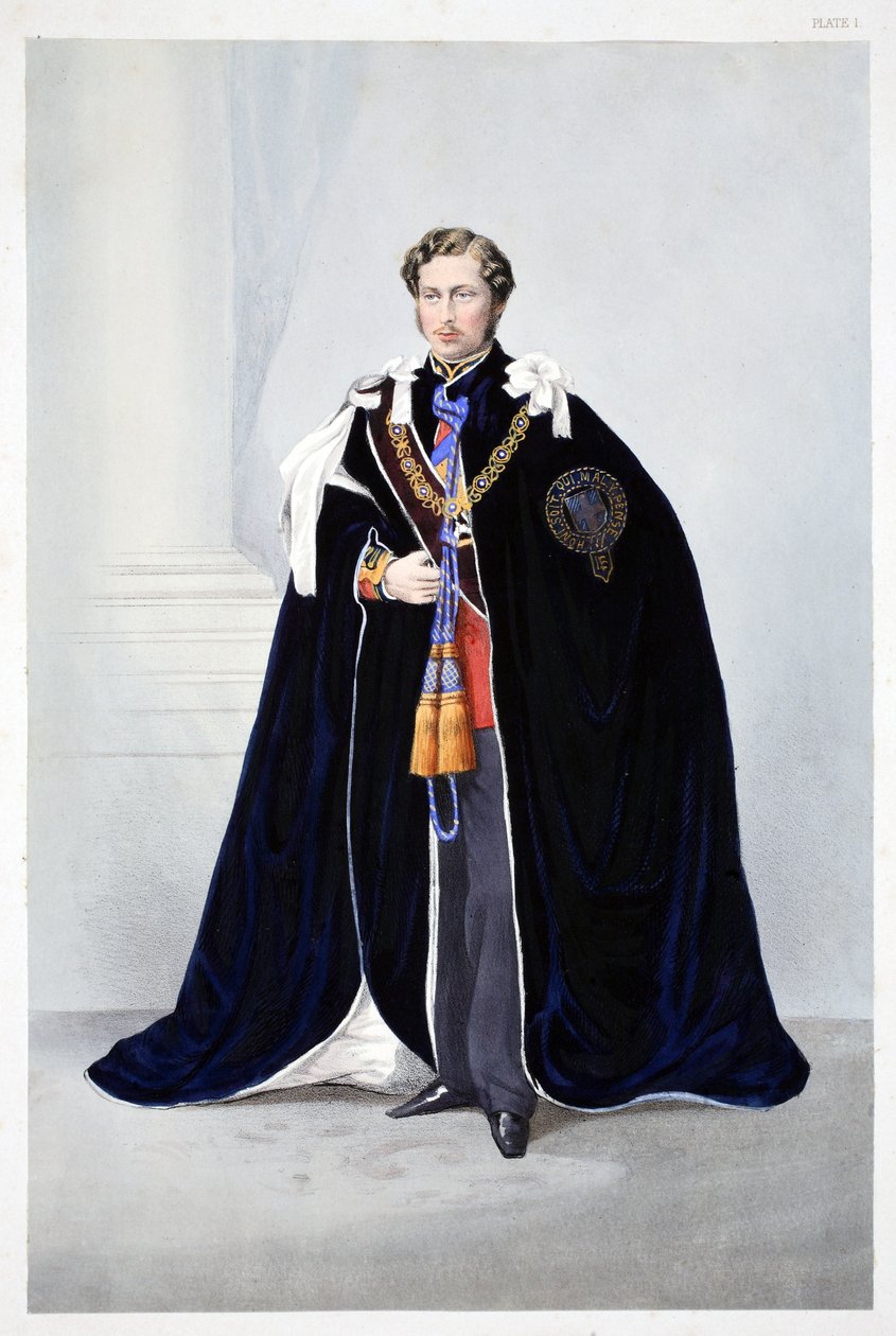 Sua Altezza Reale, Alberto Edoardo, Principe di Galles, da A Memorial of the Marriage of Edward VII and Alexandra of Denmark, pub. 1864 da English School