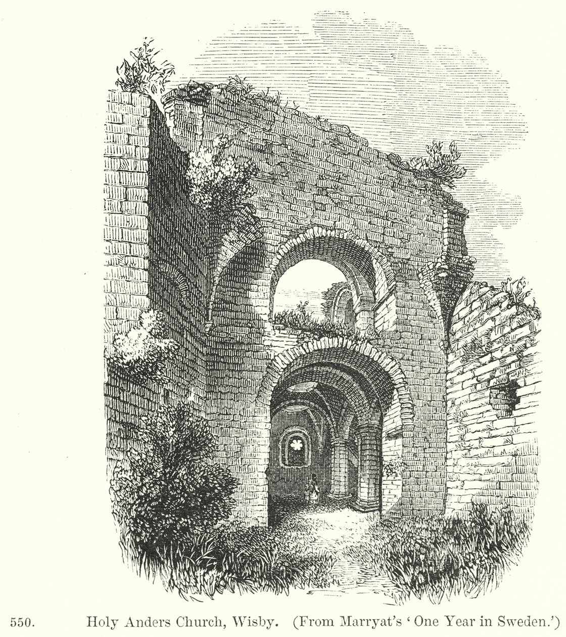 Chiesa di Holy Anders, Wisby (incisione) da English School