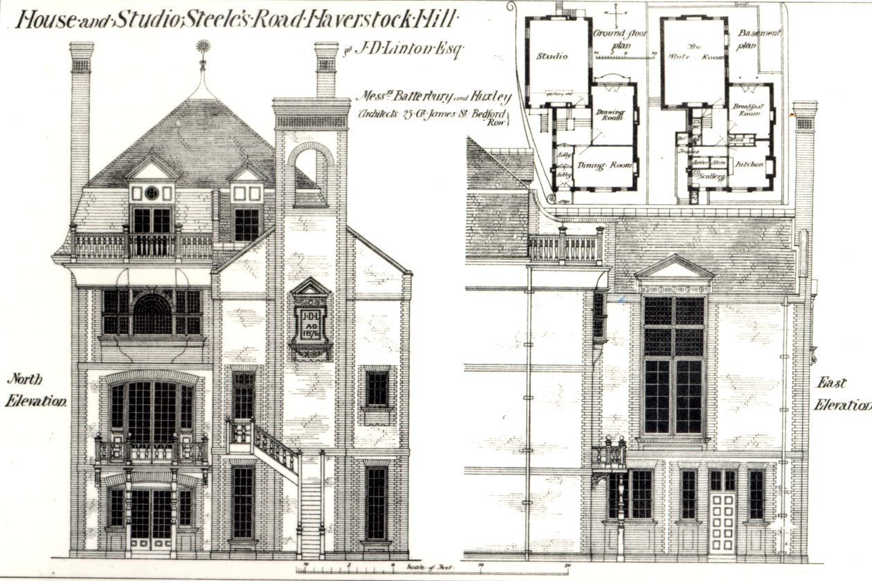 Casa e studio, Steeles Road, Haverstock Hill, da The Building News, 9 febbraio 1877 da English School