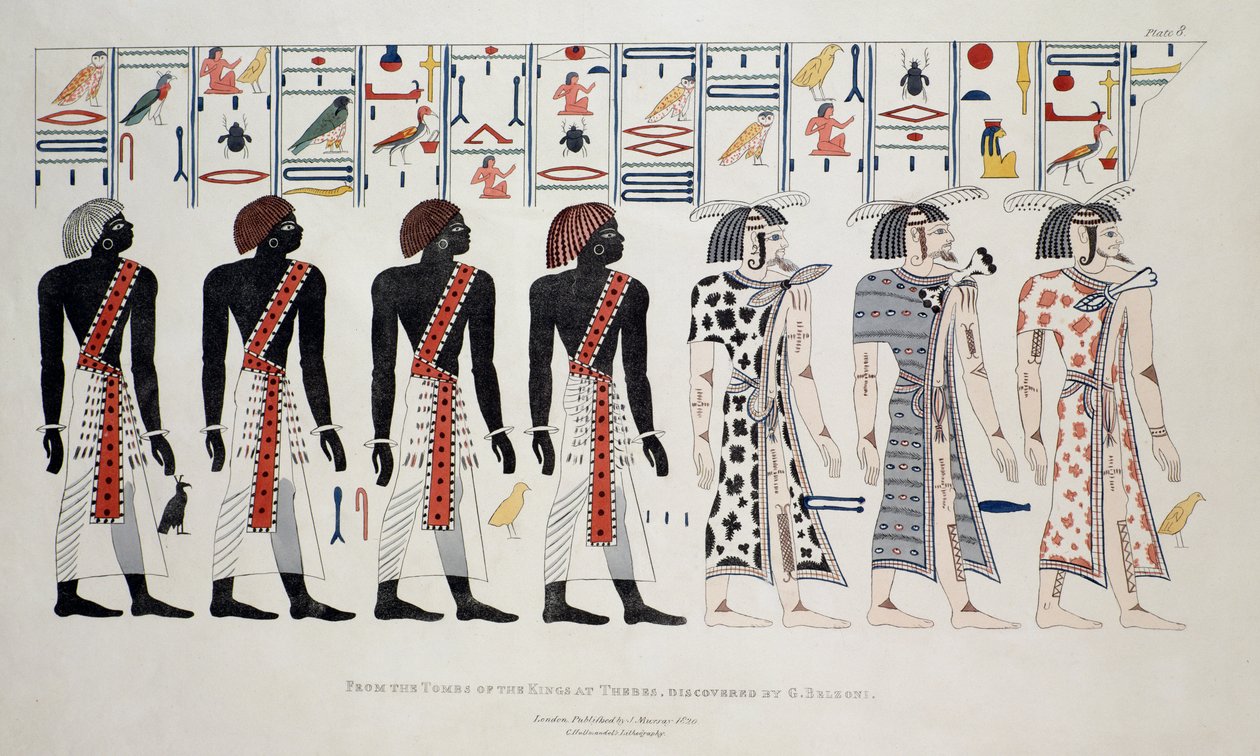 Illustrazione dalle Tombe dei Re a Tebe, Scoperte da G. Belzoni, stampa pubblicata nel 1820 da English School
