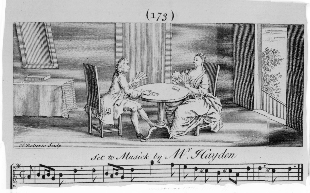 Illustrazione per spartito musicale di Joseph Haydn, inciso da H. Roberts da English School