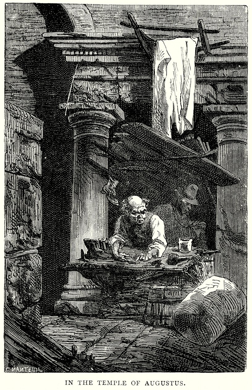 Nel Tempio di Augusto (incisione) da English School