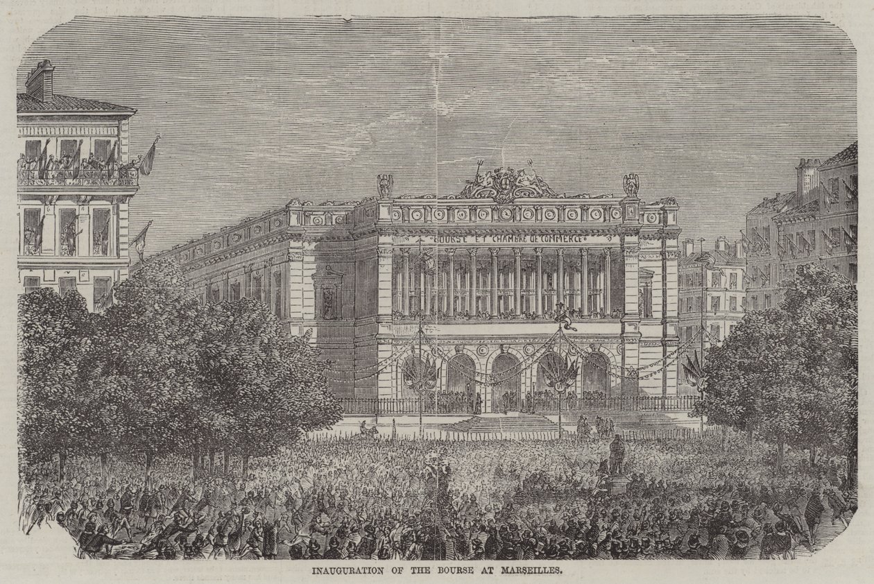 Inaugurazione della Borsa di Marsiglia (incisione) da English School