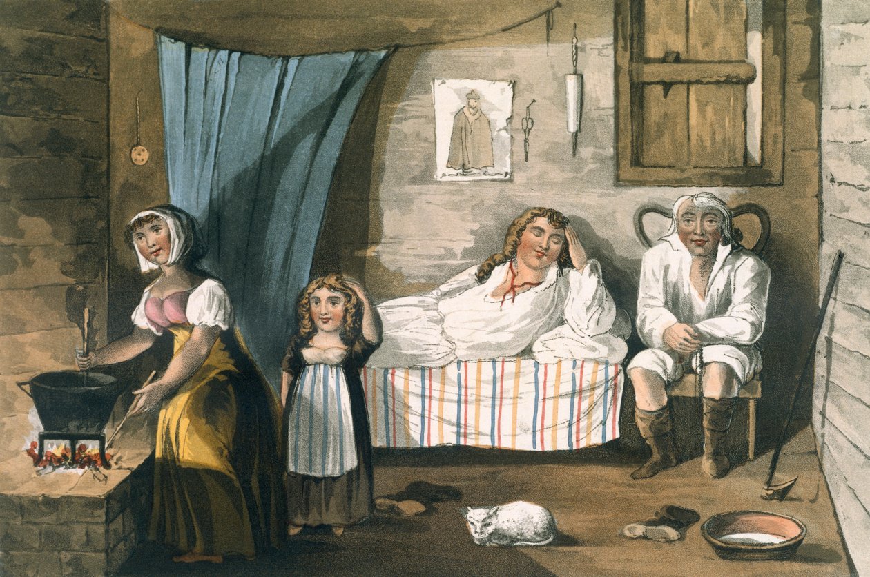 Dentro una Casetta, da Un Tour Pittoresco dei Laghi Inglesi di T.H. Fielding e J. Walton, pubblicato da R. Ackermann, Londra, 1821 da English School