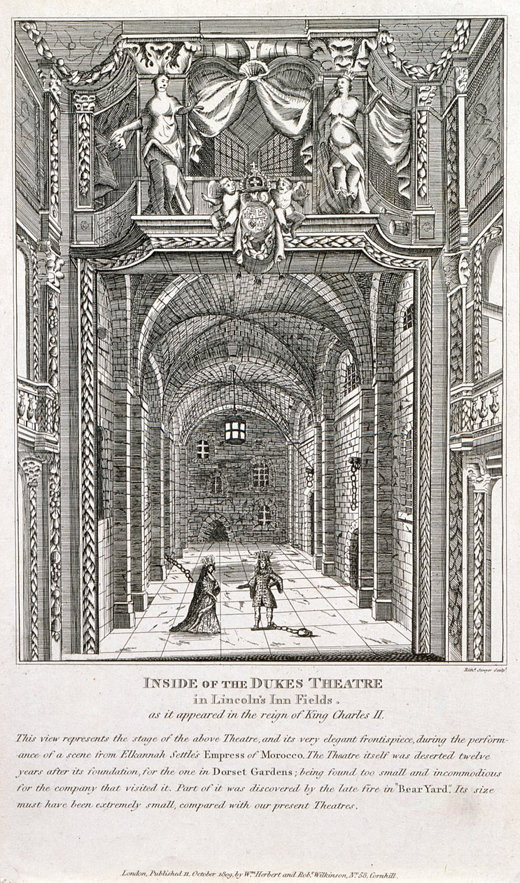 Interno del Dukes Theatre, Londra, inciso da Richard Sawyer, 1820 da English School