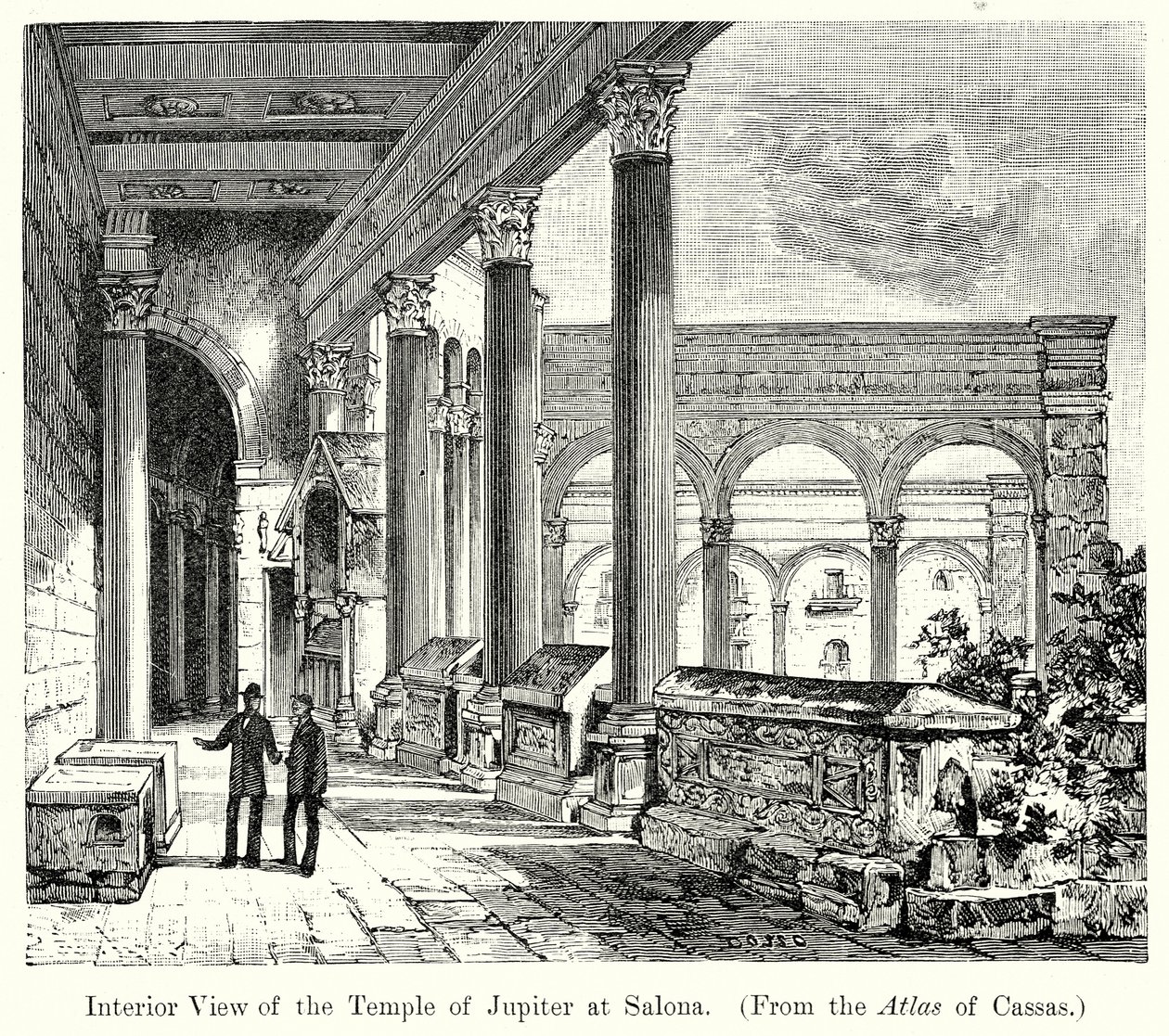 Veduta interna del Tempio di Giove a Saloma (incisione) da English School