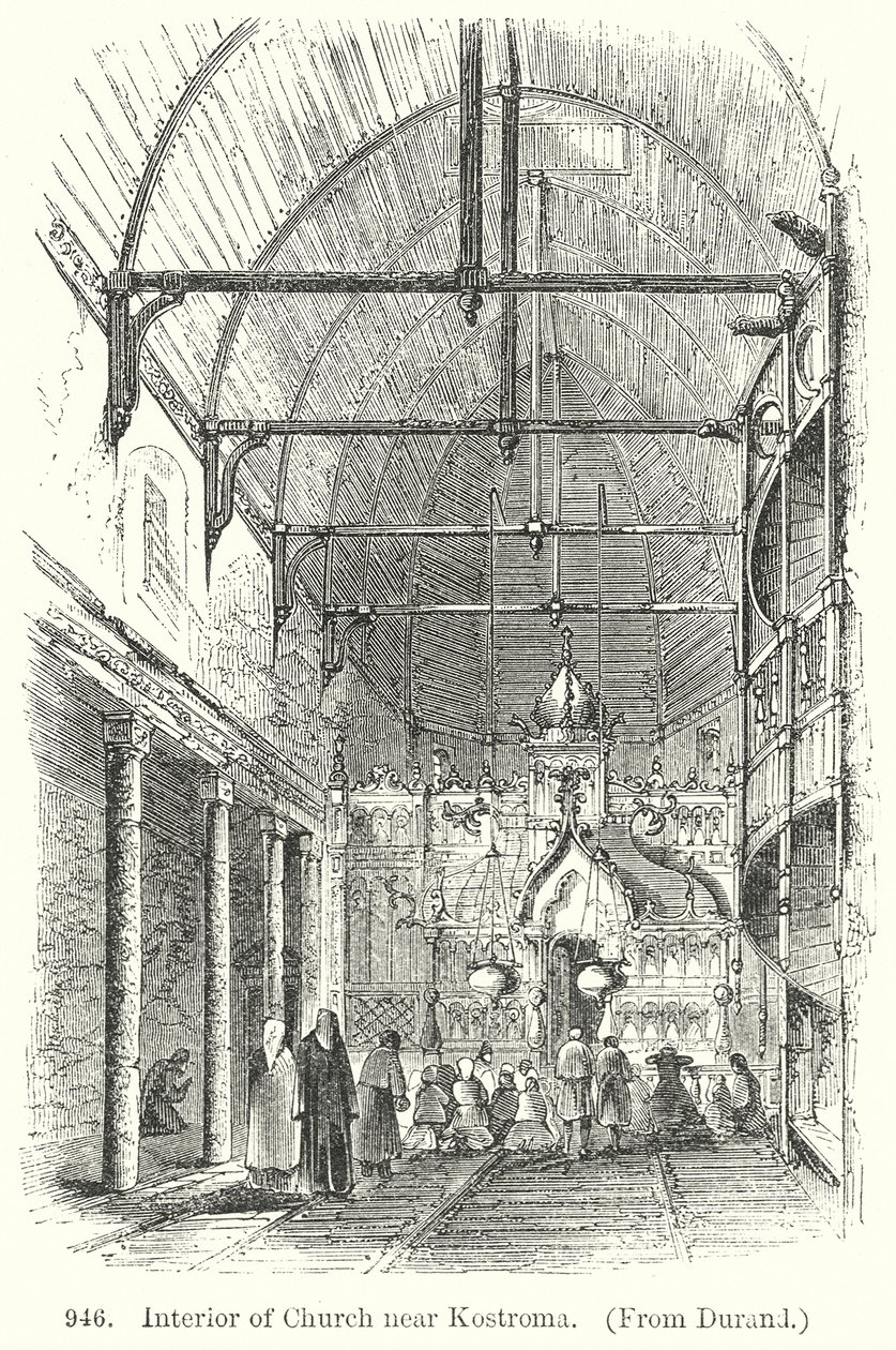 Interno di una chiesa nei pressi di Kostroma (incisione) da English School