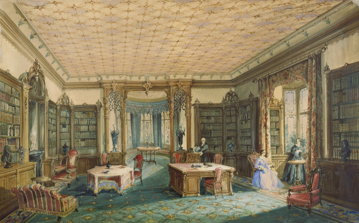 Interno di una biblioteca vittoriana da English School