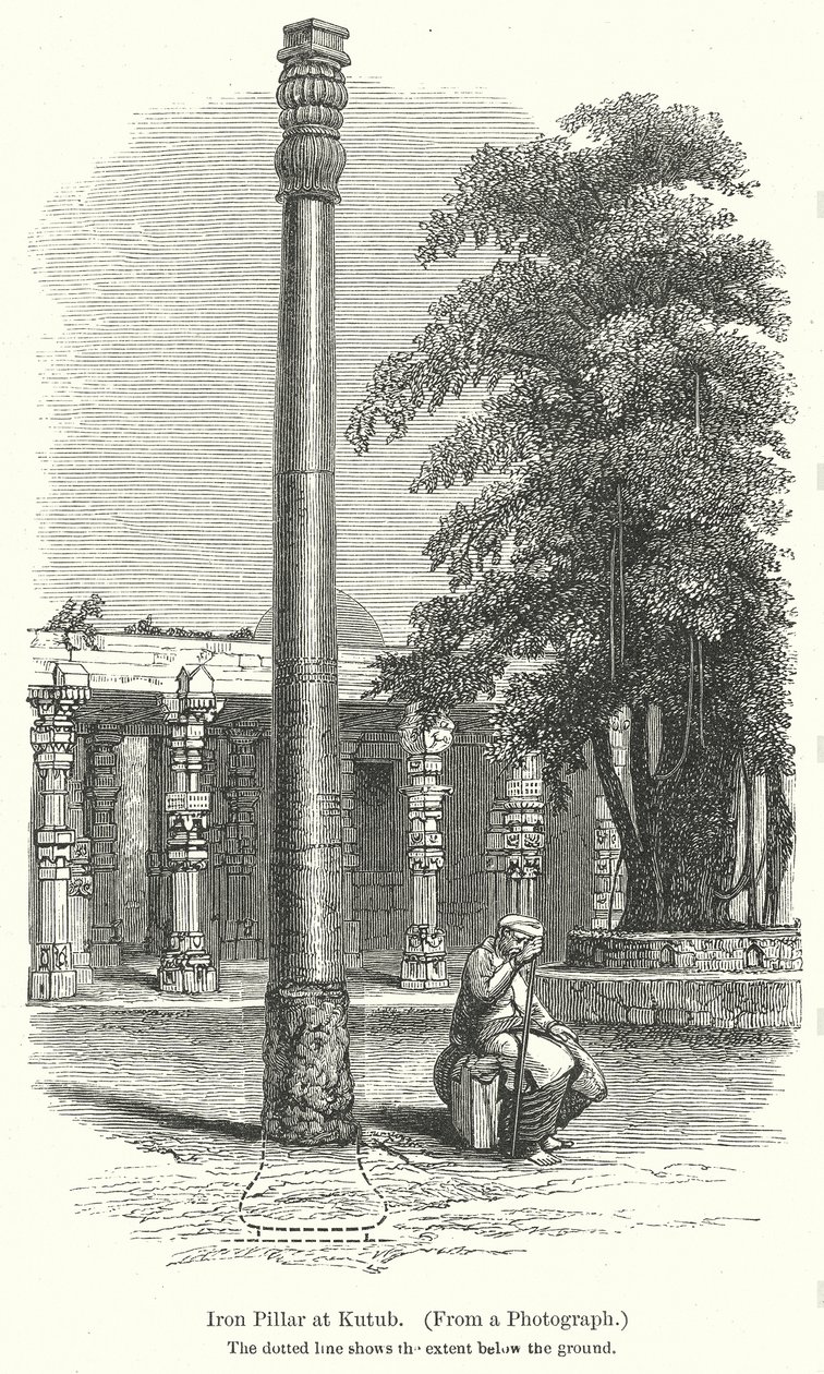 Pilastro di ferro a Kutub (incisione) da English School