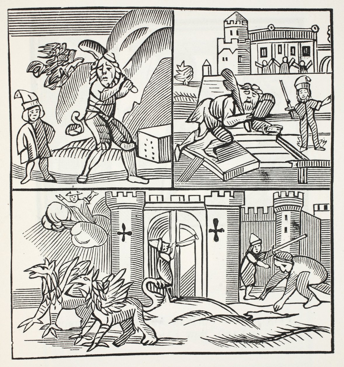Jack e i giganti, illustrazione da Chap-books del XVIII secolo di John Ashton, pub. 1882 da English School