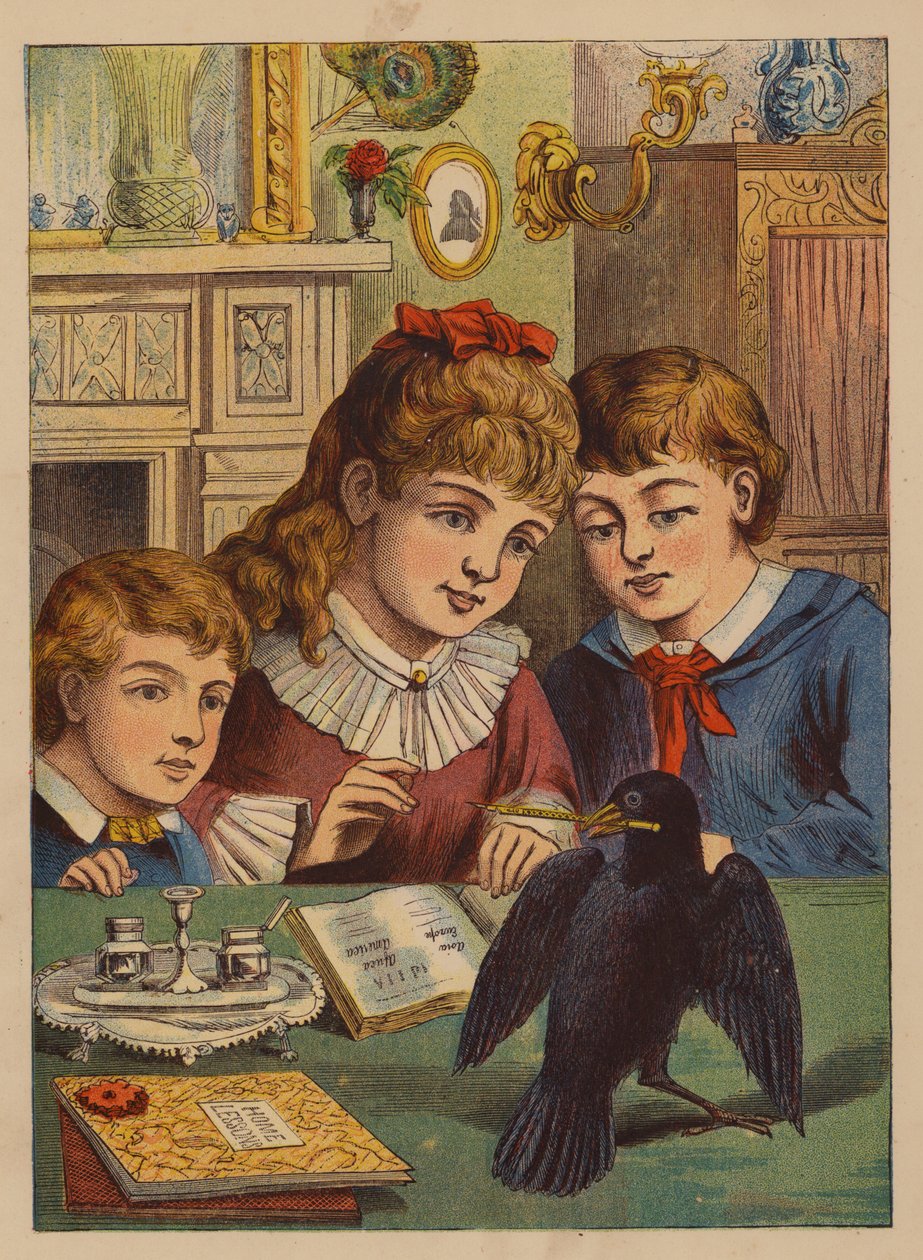 Jack con la penna (litografia a colori) da English School