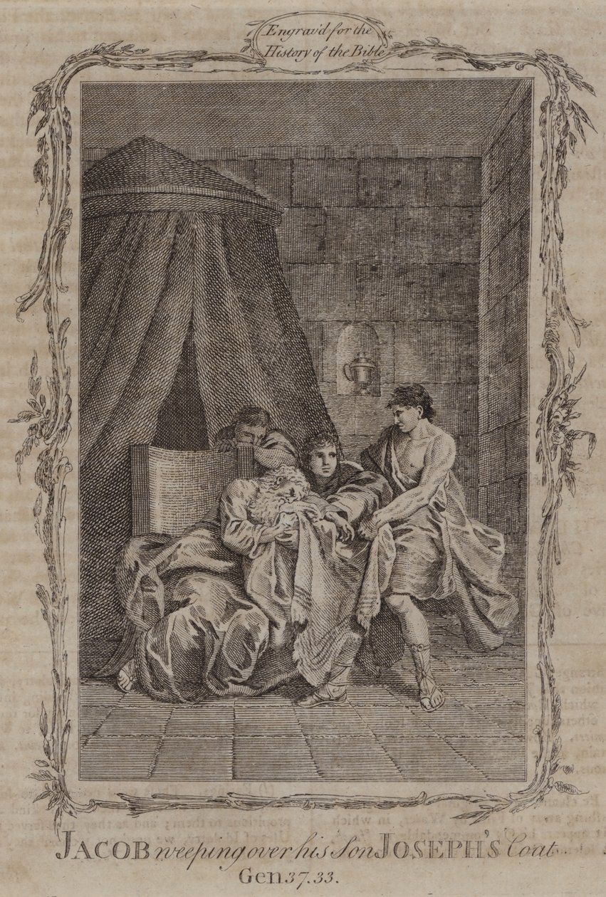 Giacobbe piange sul mantello del figlio Giuseppe (incisione) da English School