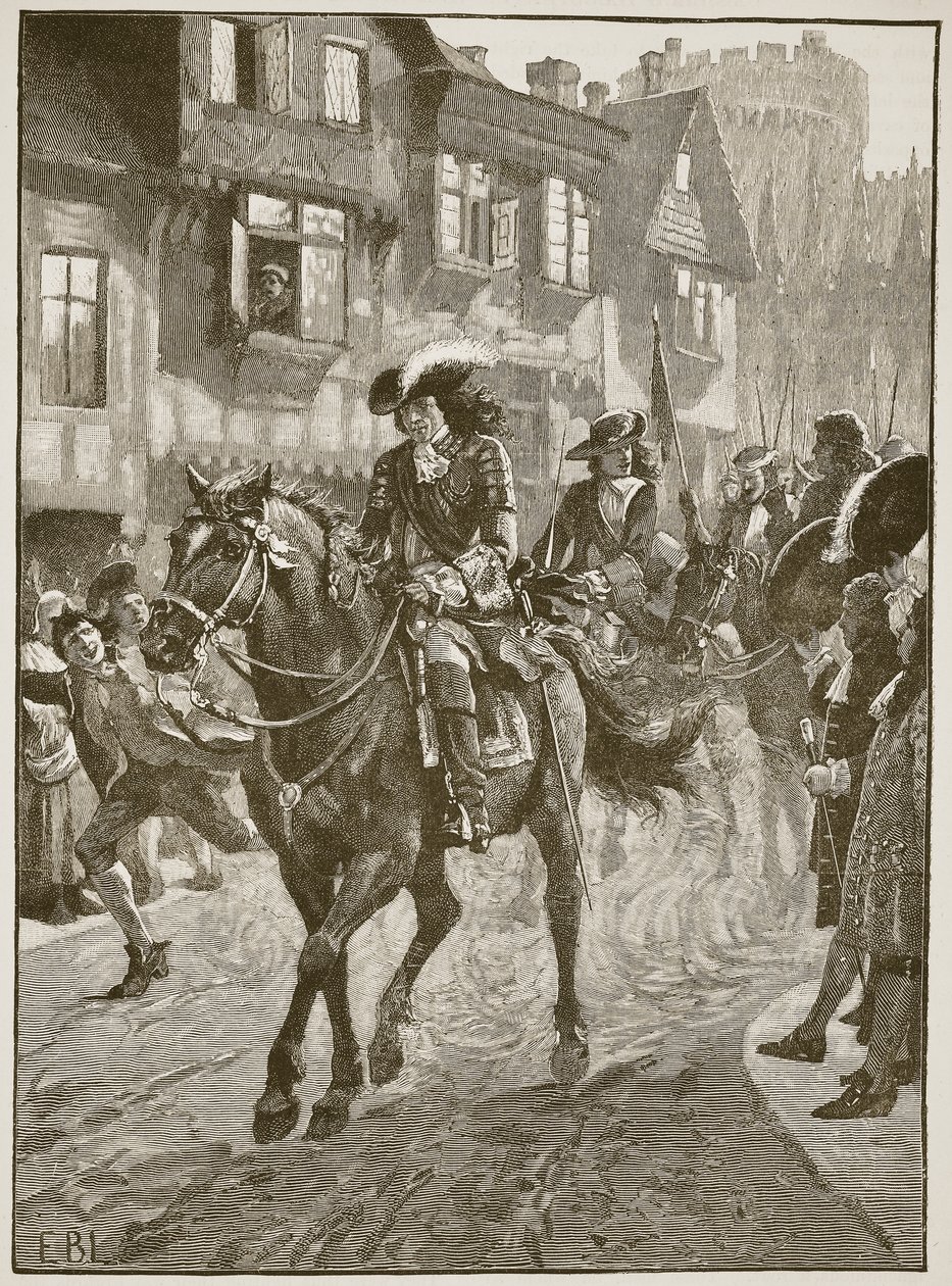 Giacomo entra a Dublino dopo la Battaglia del Boyne, illustrazione da Cassells Illustrated History of England da English School