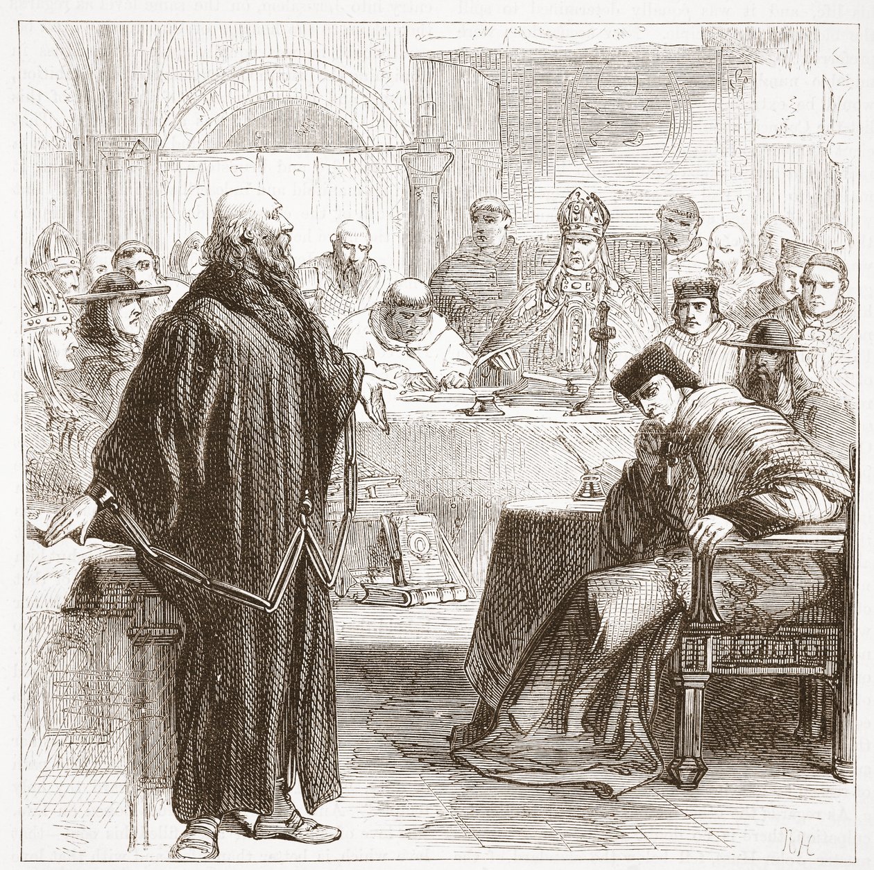 Gerolamo parla al suo processo, illustrazione da La storia del protestantesimo di James Aitken Wylie (1808-1890), pub. 1878 da English School
