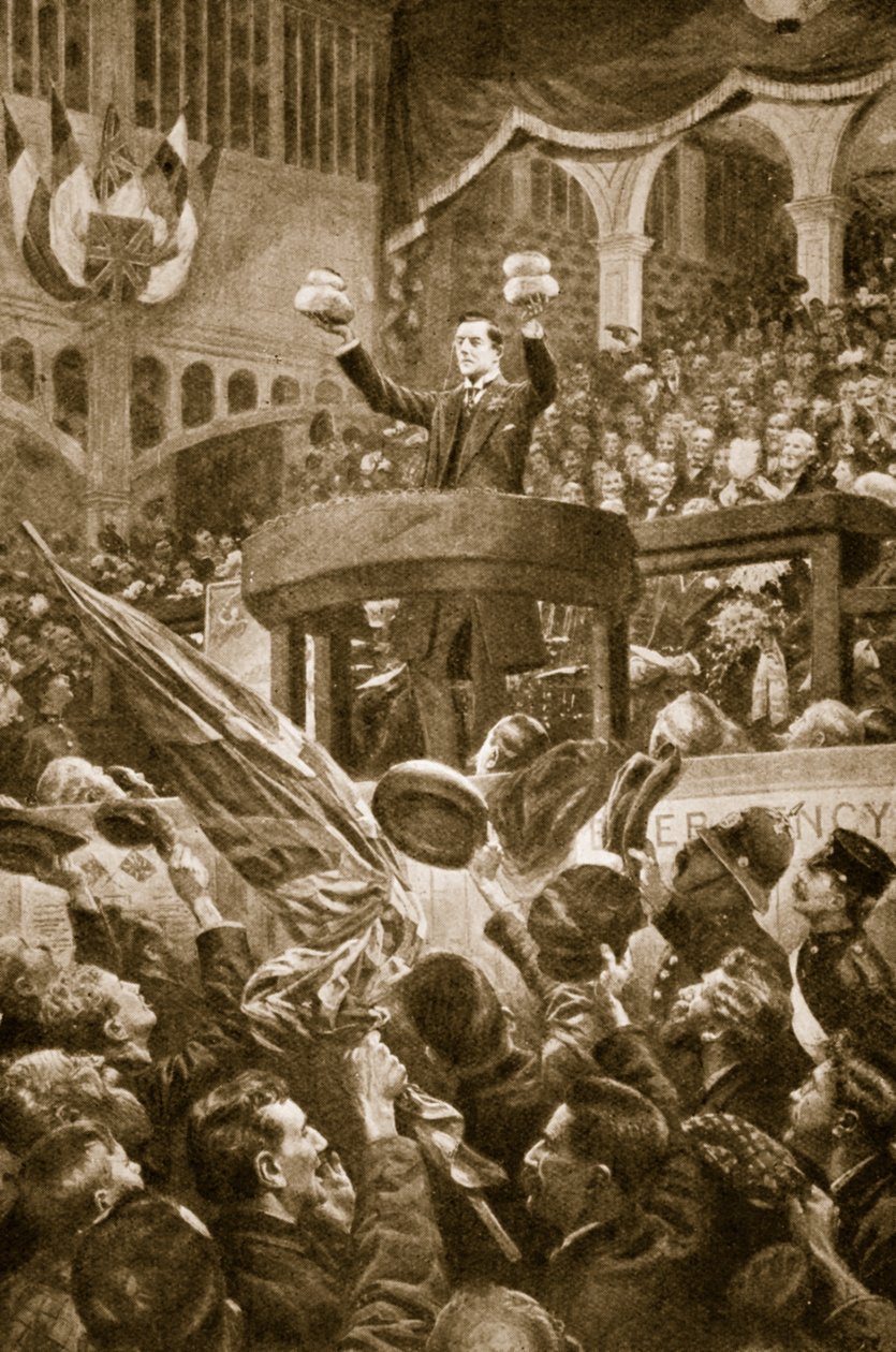 Joseph Chamberlain a Bingley Hall, Birmingham il 4 novembre 1903 da English School